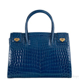 Kwanpen Blue Crocodile Top Handle Bag