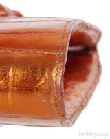 Nancy Gonzalez Orange Crocodile Studded Clutch
