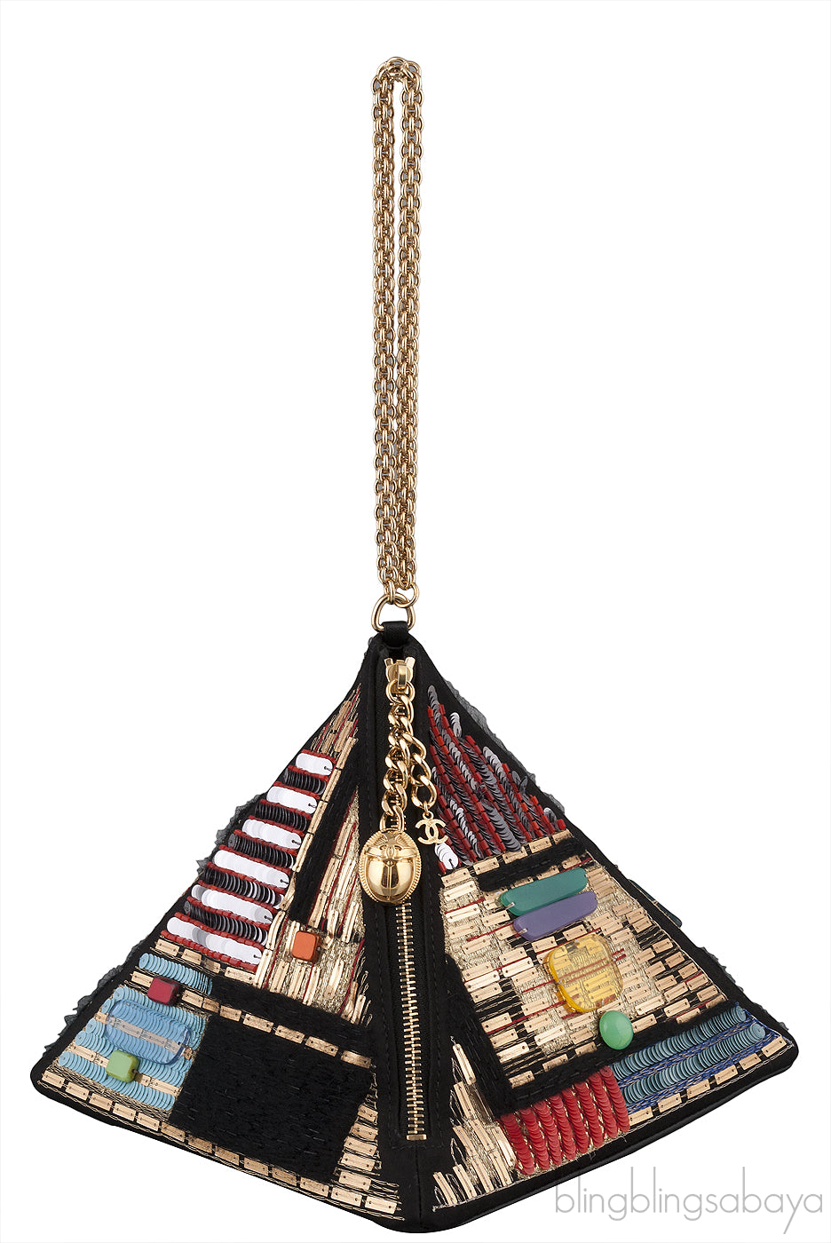 Lambskin/PVC/Glass Pyramid Bag