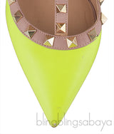 Neon Green Rockstud Leather Pump