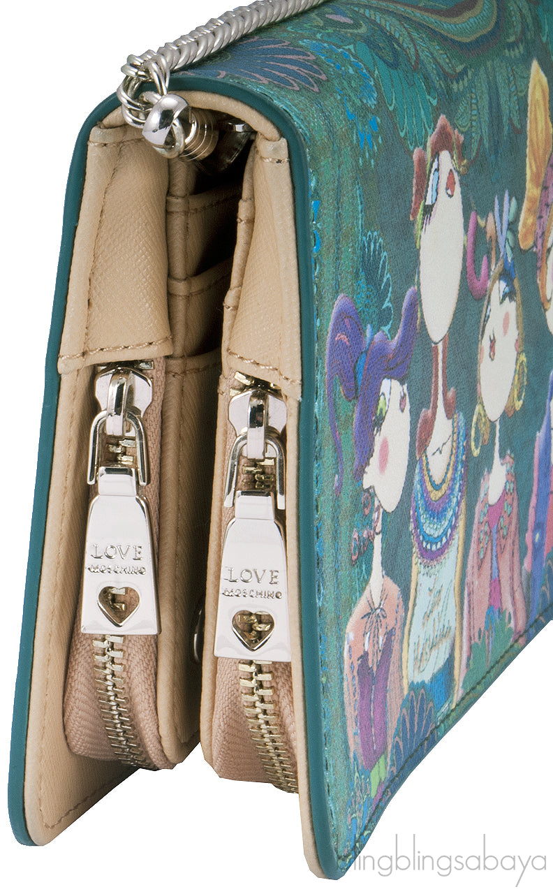 Girls Print Green Clutch Shoulder Bag