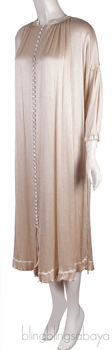 Metallic Light Gold Button Front Dress