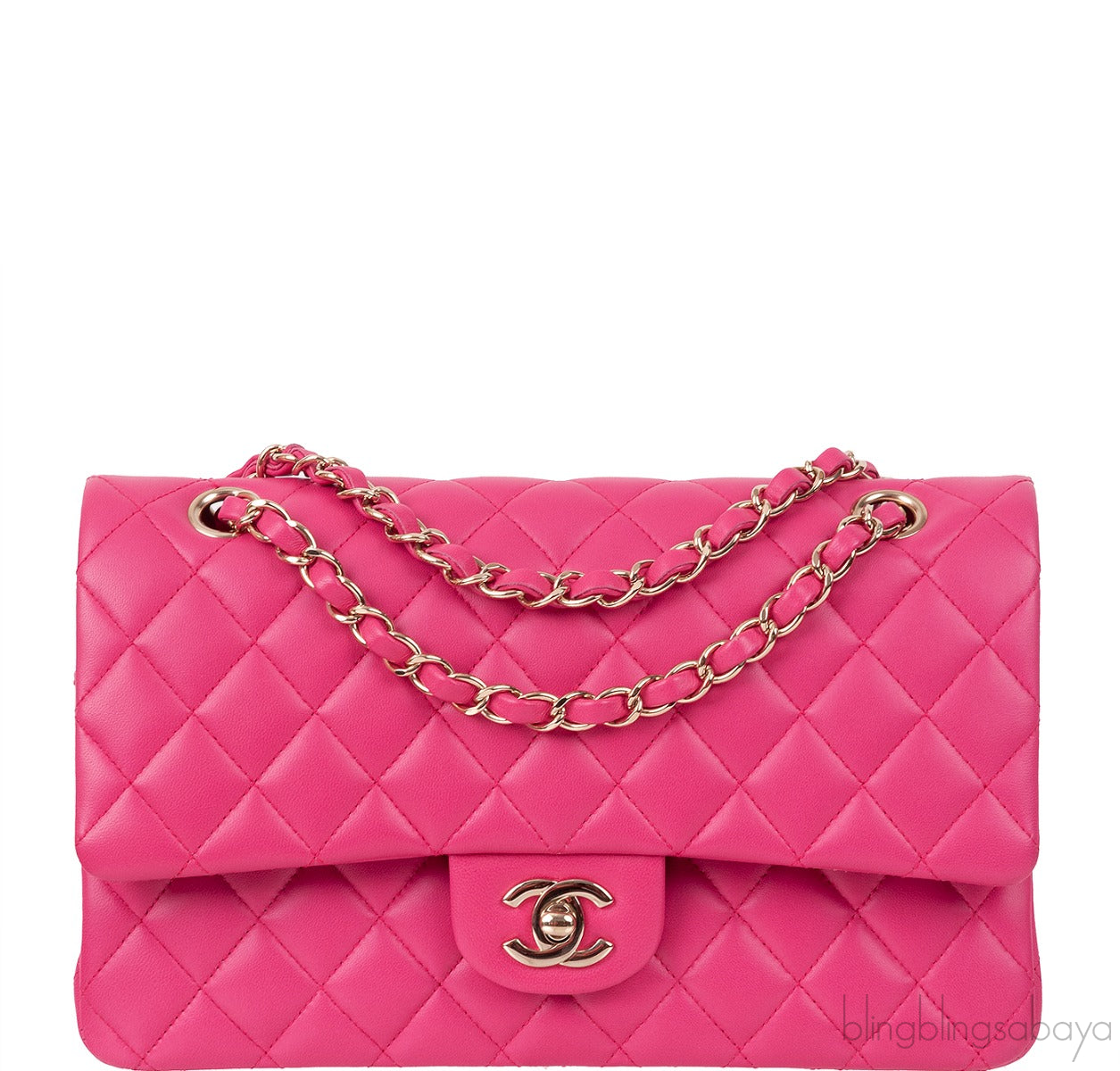 Fuchsia Classic Medium Double Flap Bag