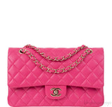 Fuchsia Classic Medium Double Flap Bag