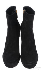 Prada Black Velvet Platform Boots