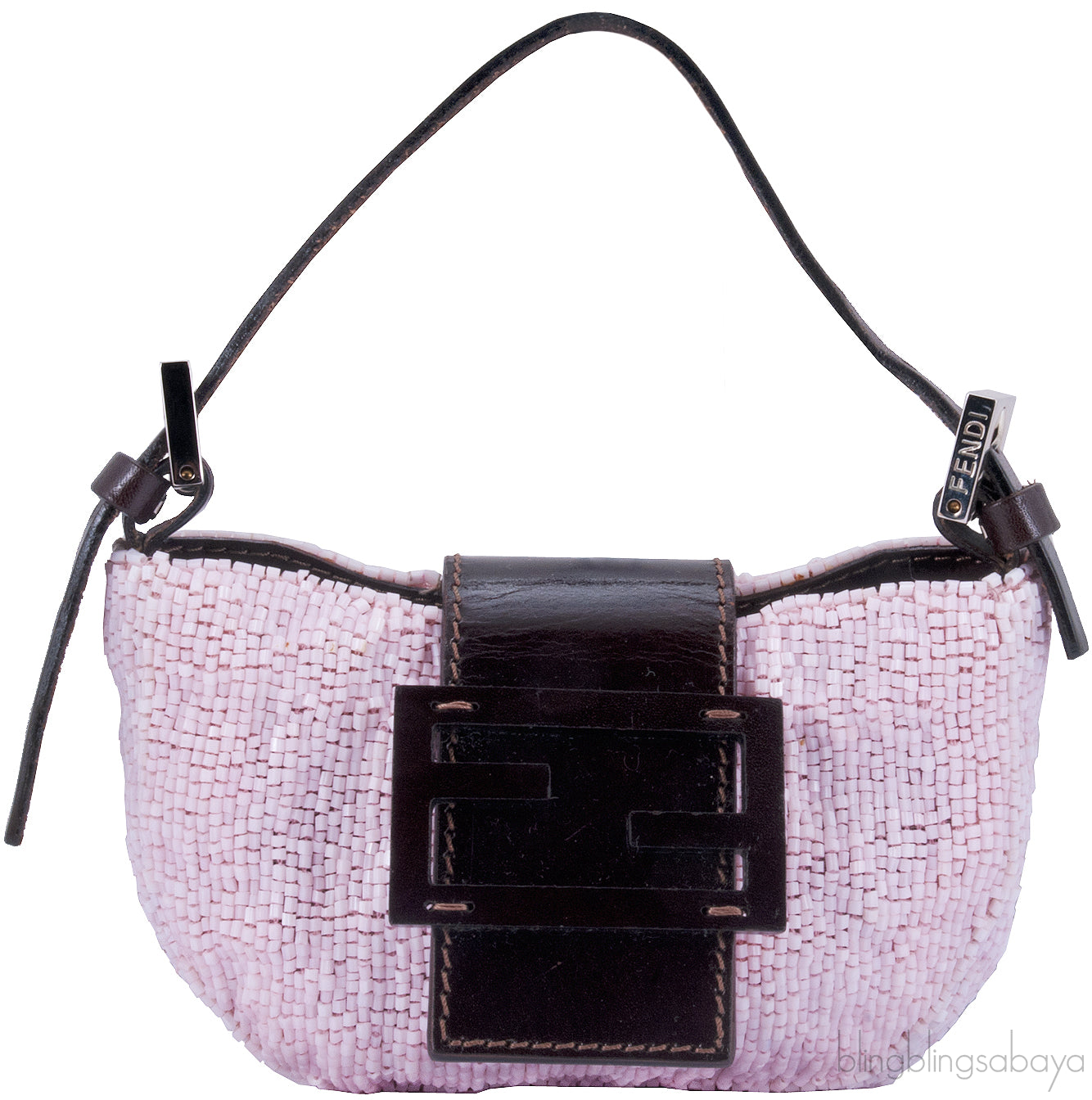Pink Bead Mini Croissant Bag