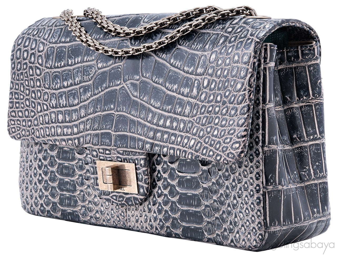 2.55 Reissue Alligator Grey Flap Bag