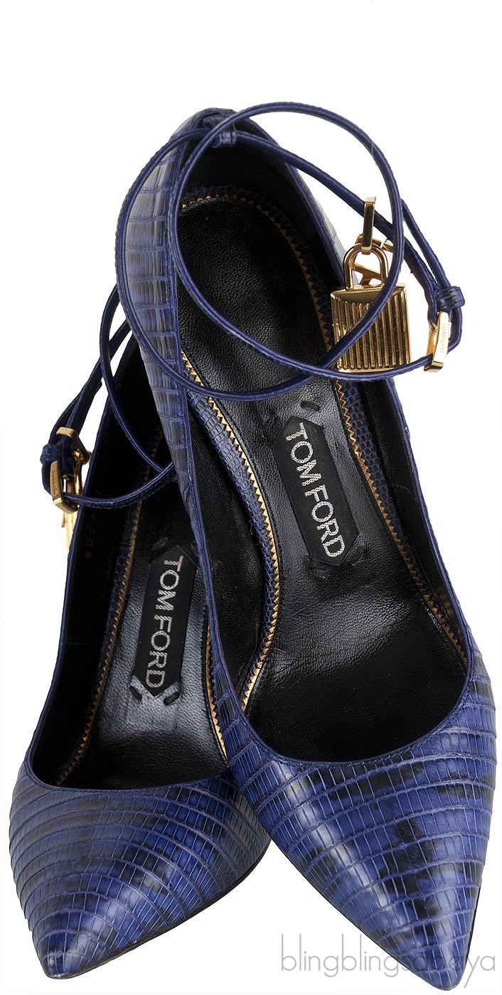 Padlock Printed Ankle Wrap Heels