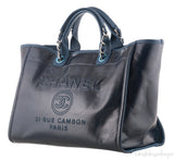 Deauville Large Blue Leather Tote