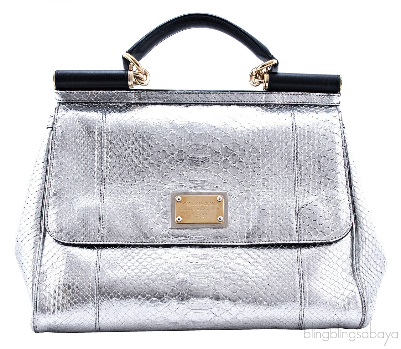 Miss Sicily Satchel Silver Python