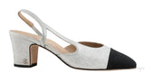Silver Metallic Cap Toe Slingback