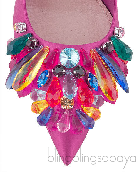 Fuchsia Crystal Vamp Heels