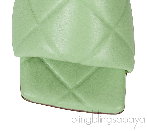 Mint Green Nappa Quilted Lido Mule Sandals
