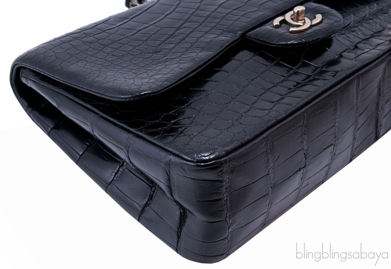 Classic Jumbo Black Shiny Croco