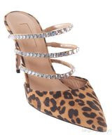 Aquazzura Brown Leopard Donata Suede Crystal Mules