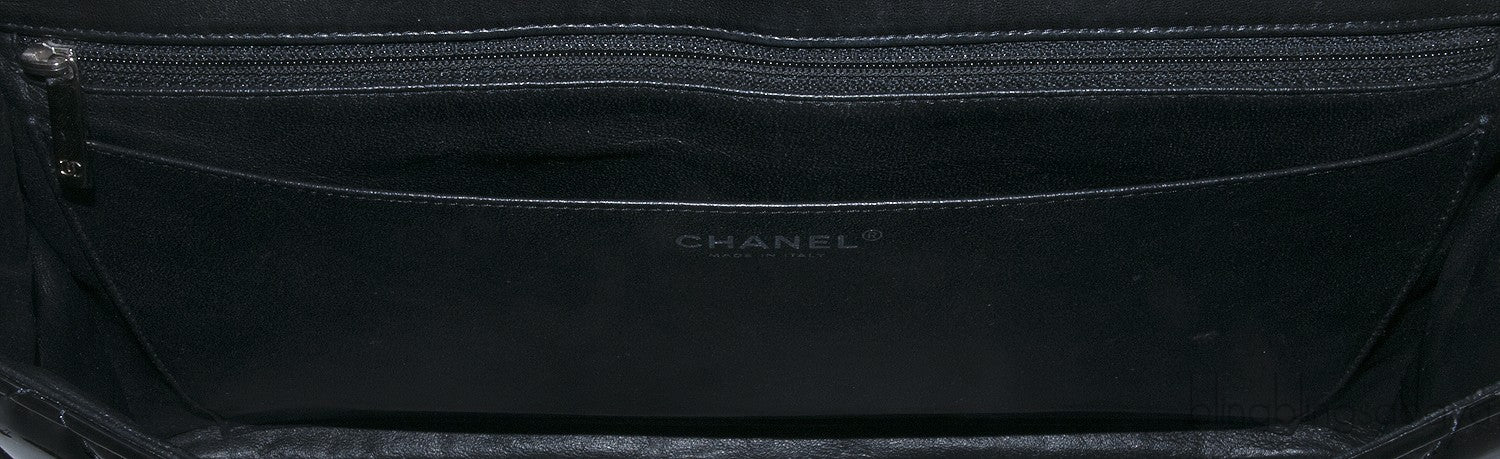 Black Patent Maxi Flap Bag