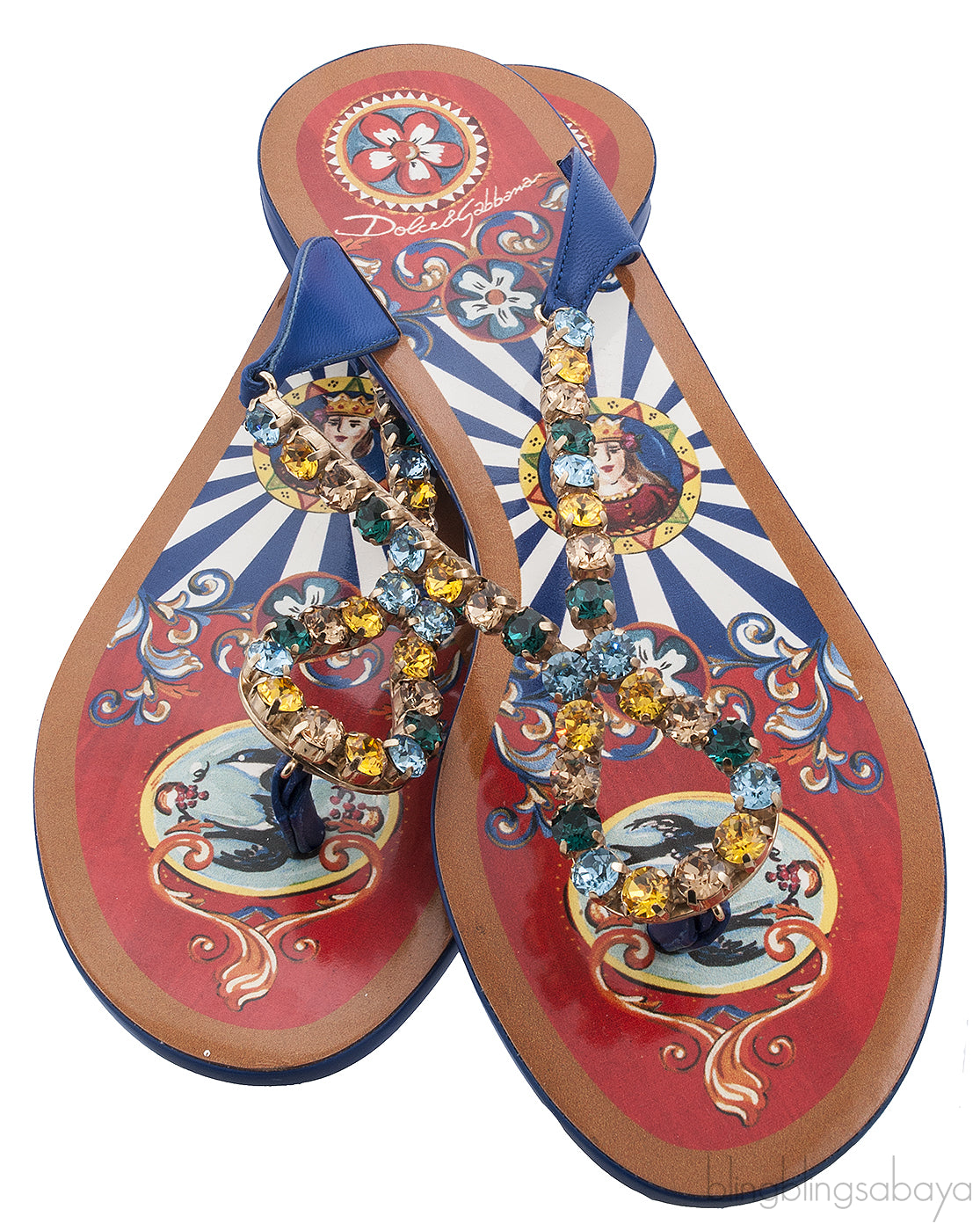 Bejeweled Flat Leather Thong