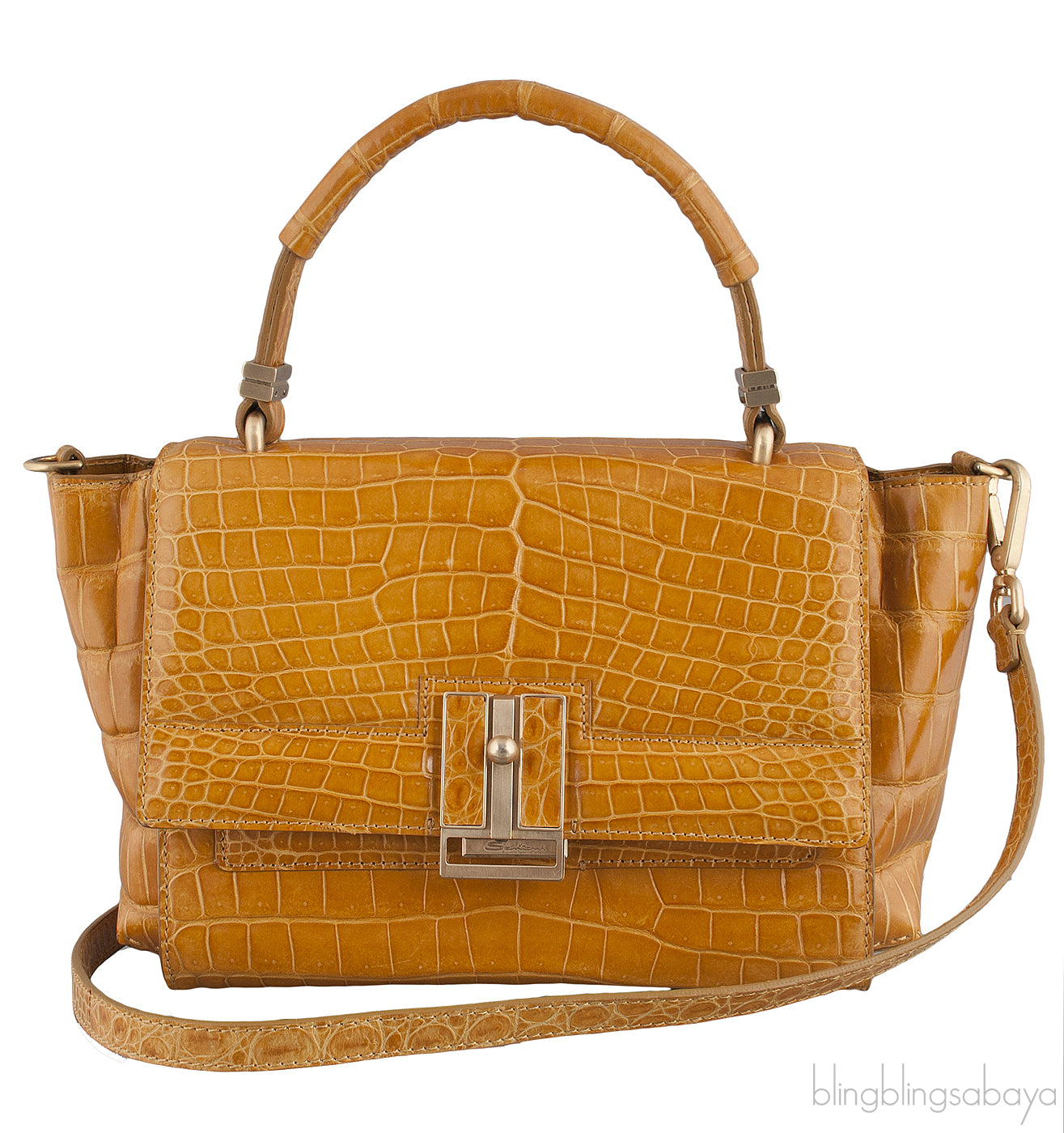 Camel Brown Crocodile Handbag