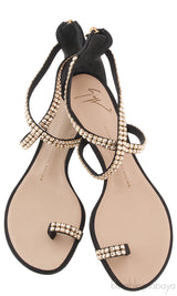 Black Crystal One Finger Sandals