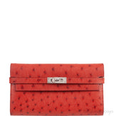 Hermes Kelly Wallet Brick Ostrich Wallet PHW