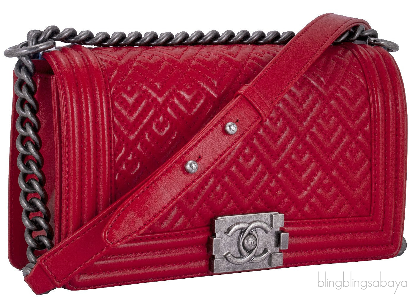Medium Red Quilted Le Boy