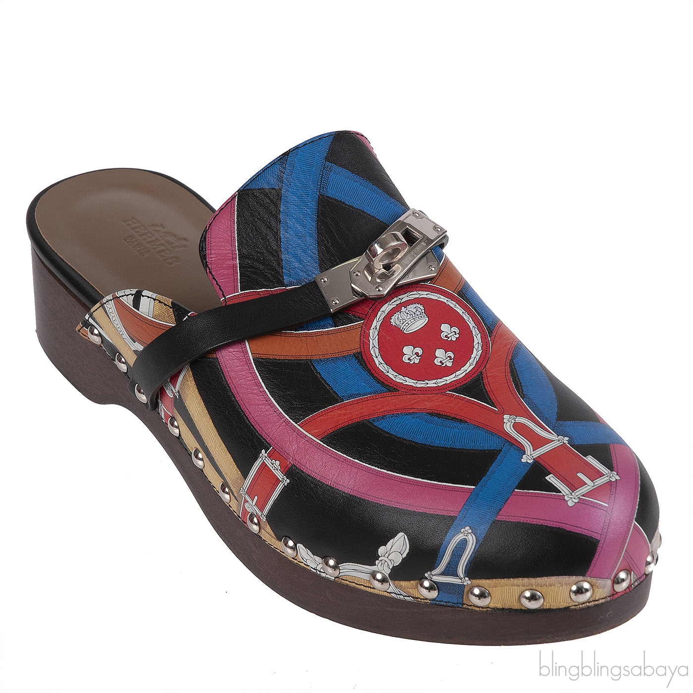 Hermes Carlota Multicolor Printed Cavalcadour Mules