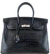 Birkin 35 Black Crocodile Porosus