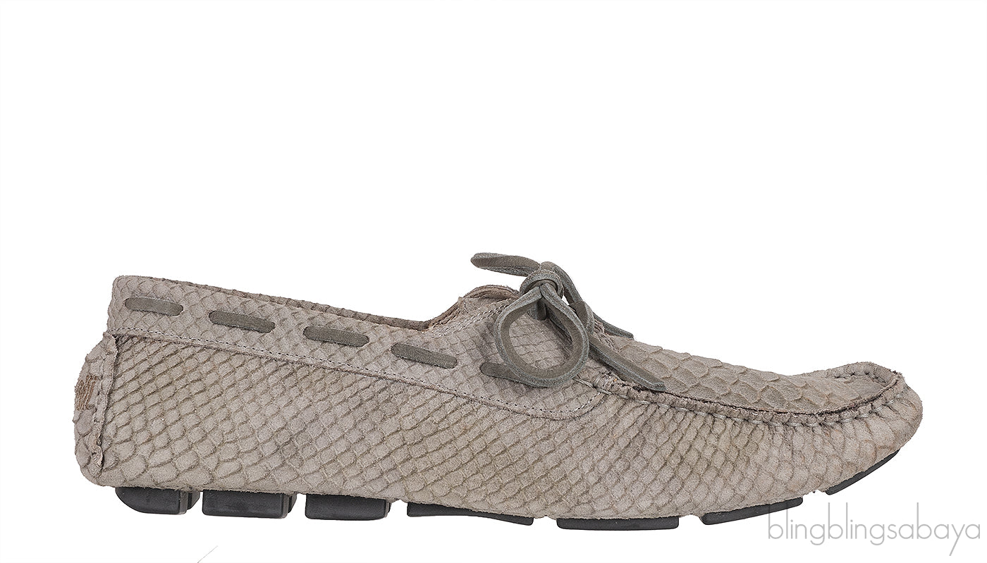 Grey Embossed Python Loafer Mens Shoes