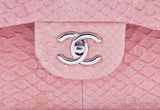Classic Jumbo Pink Python Flap Bag