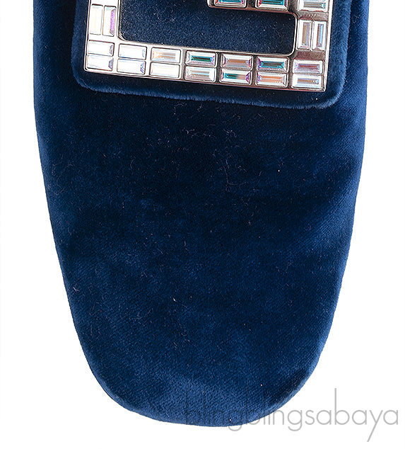 Gucci Blue Velvet G Crystal Madelyn Mules