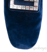 Gucci Blue Velvet G Crystal Madelyn Mules