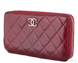 Red Quilted Patent Long Wallet