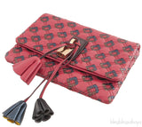 Quilted Leather Tassel Padlock Clutch