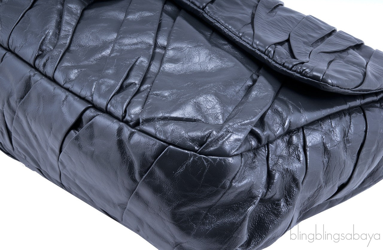 Large Grey Twisted Flap Bag