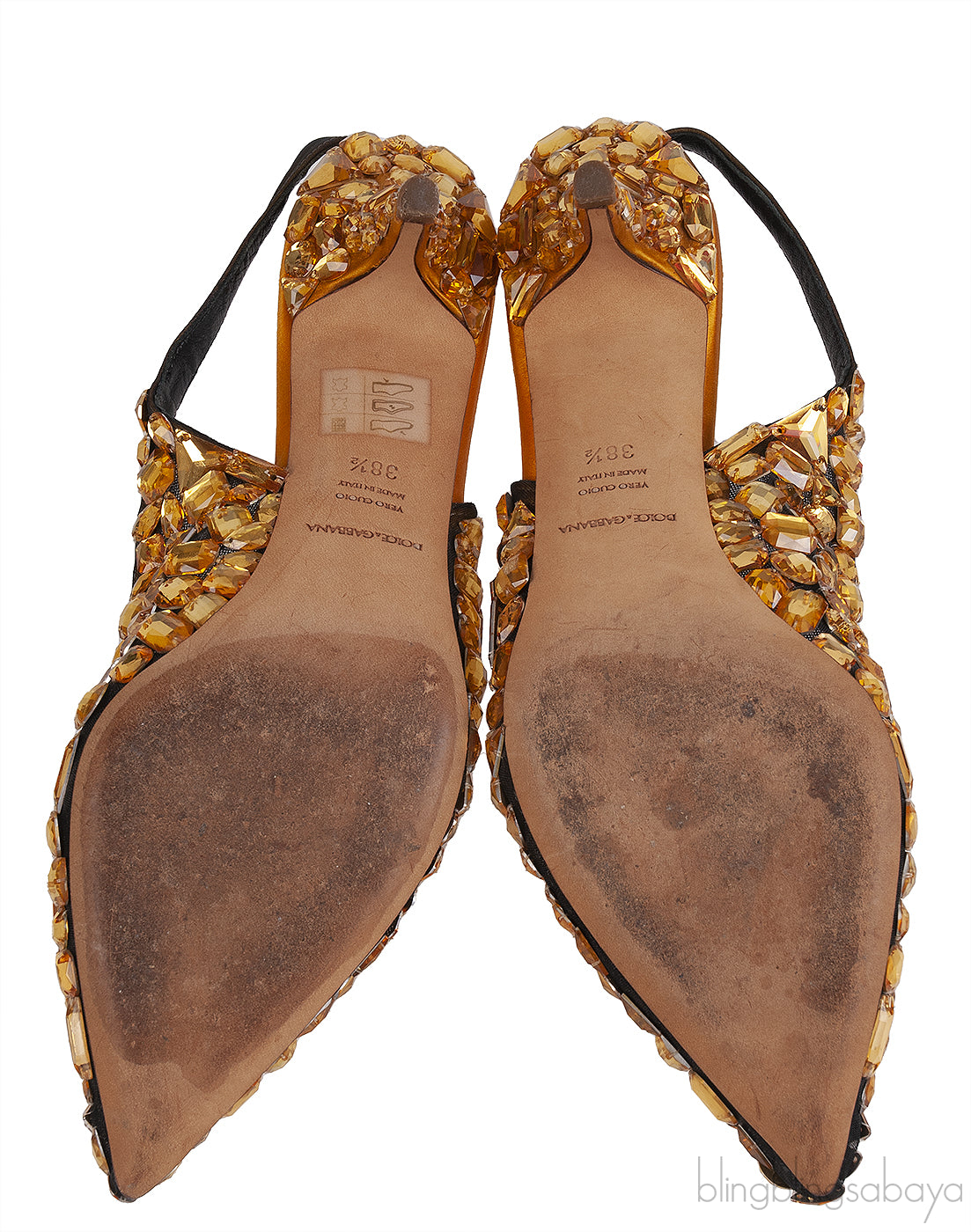 Dolce & Gabbana Yellow Mustard Crystal Slingback Heels