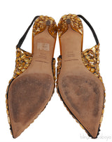 Dolce & Gabbana Yellow Mustard Crystal Slingback Heels