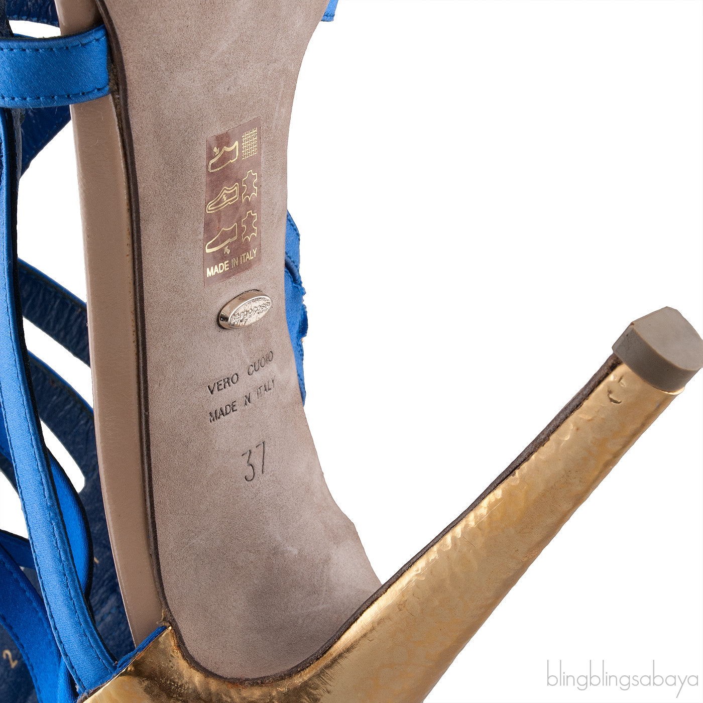 Blue Satin Strappy Gladiator Heels