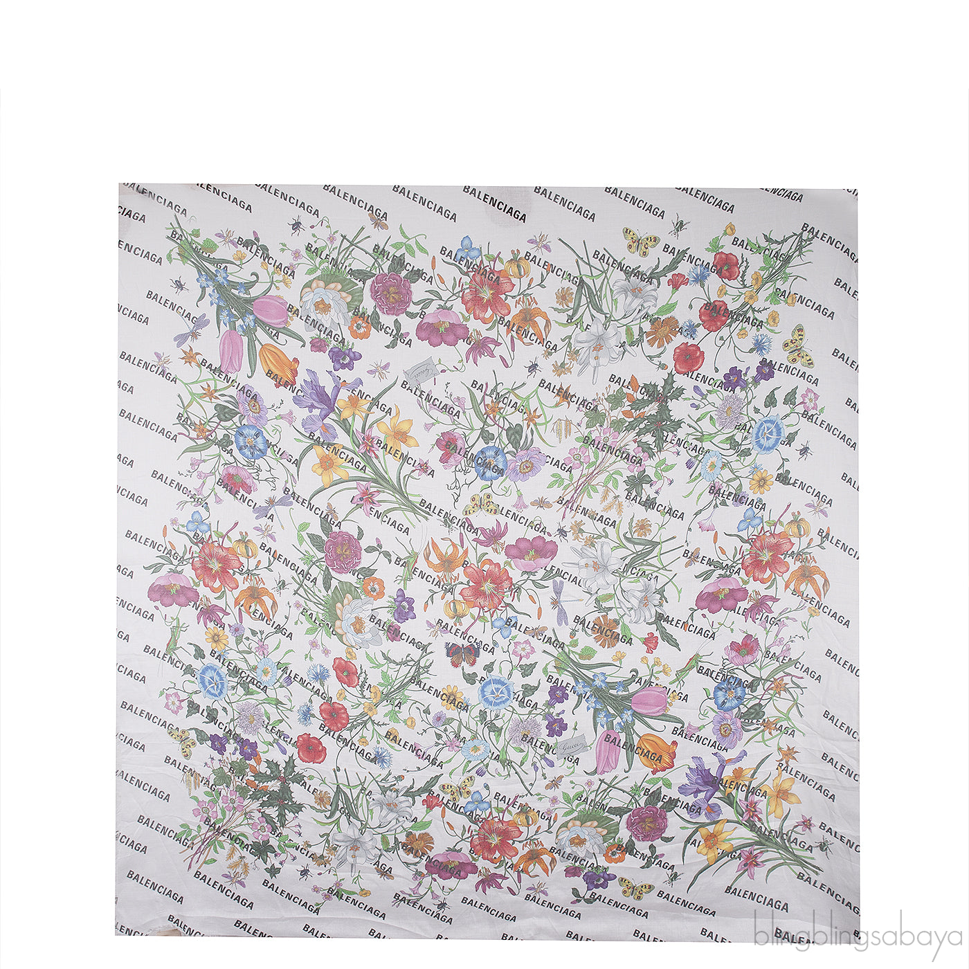 Gucci x Balenciaga The Hacker Project Flora Print Silk Scarf White