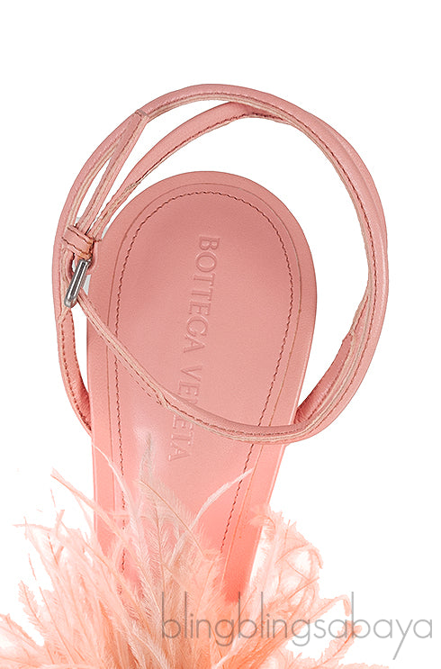 Dot Feather-trimmed Leather Sandals