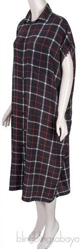 Black Checkered Shirt Oversize Dress