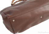 Brown Leather Bamboo Shopper Tote