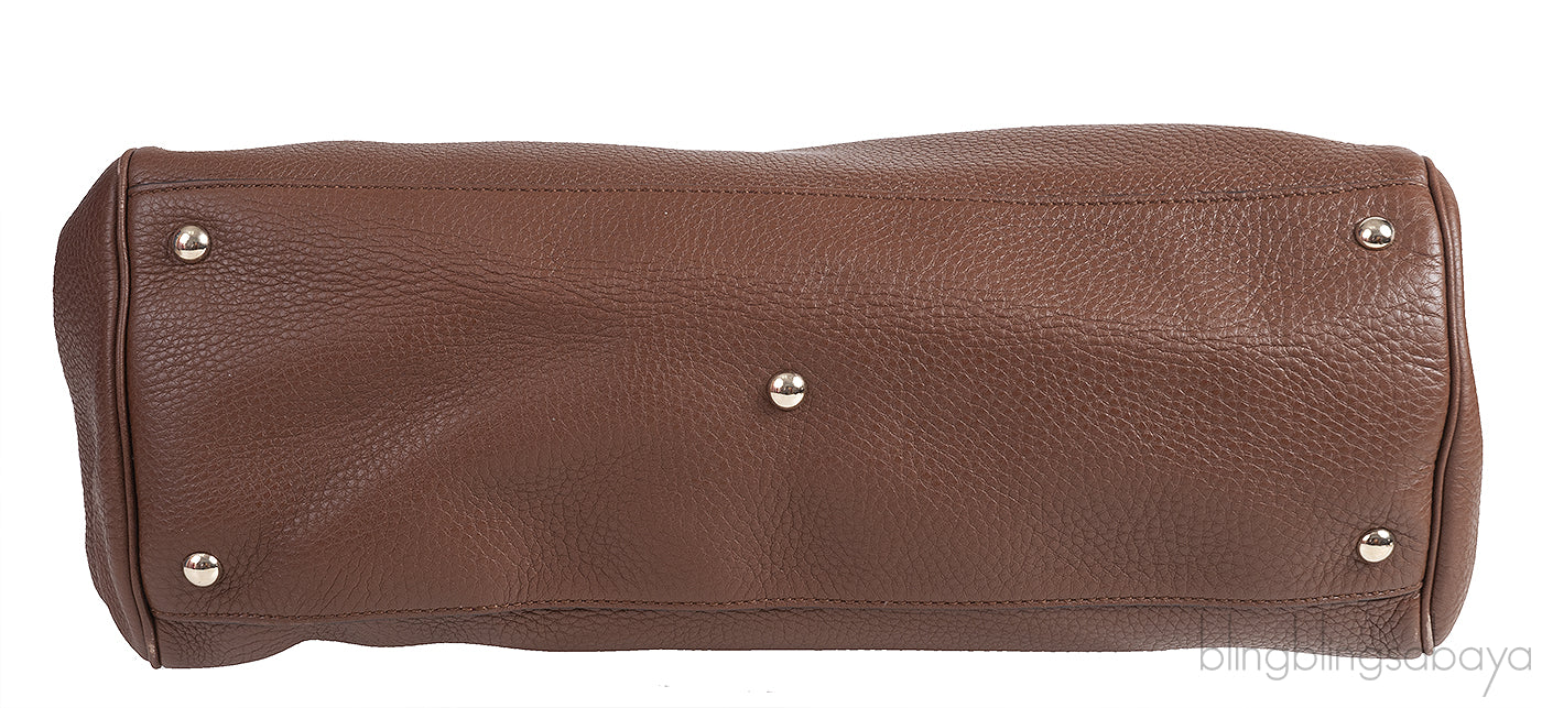 Brown Leather Bamboo Shopper Tote