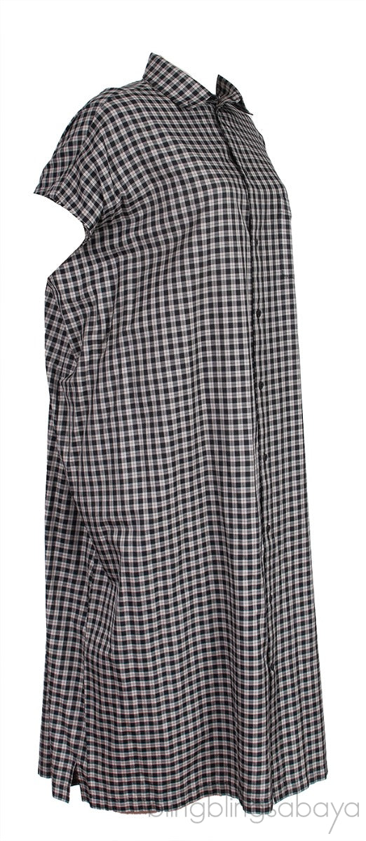 Grey Checkered Oversized Shirt Dress