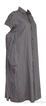 Grey Checkered Oversized Shirt Dress