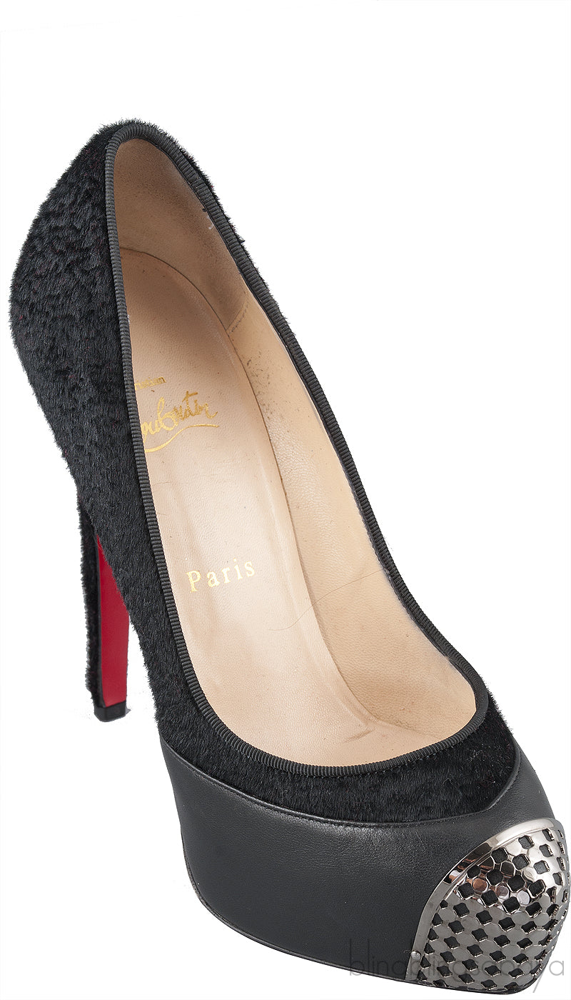 Maggie 140 Black Nappa & Pony Heels
