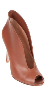 Vitello Luggage Tan Peep Toe Heels