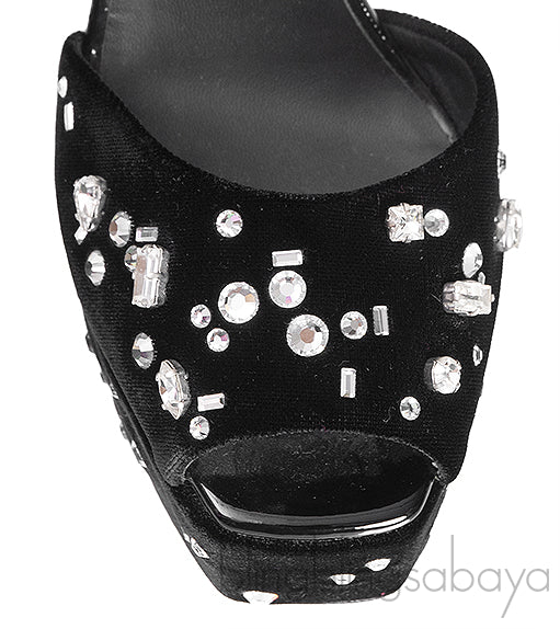 Lavinia Swarovski Crystal Velvet Platform Sandals