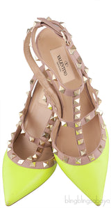 Neon Green Rockstud Leather Pump