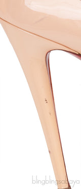 Beige Patent Peep Toe Heels