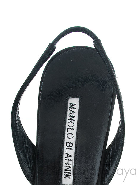 Manolo Blahnik Cassia Black Peep Slingback Pump